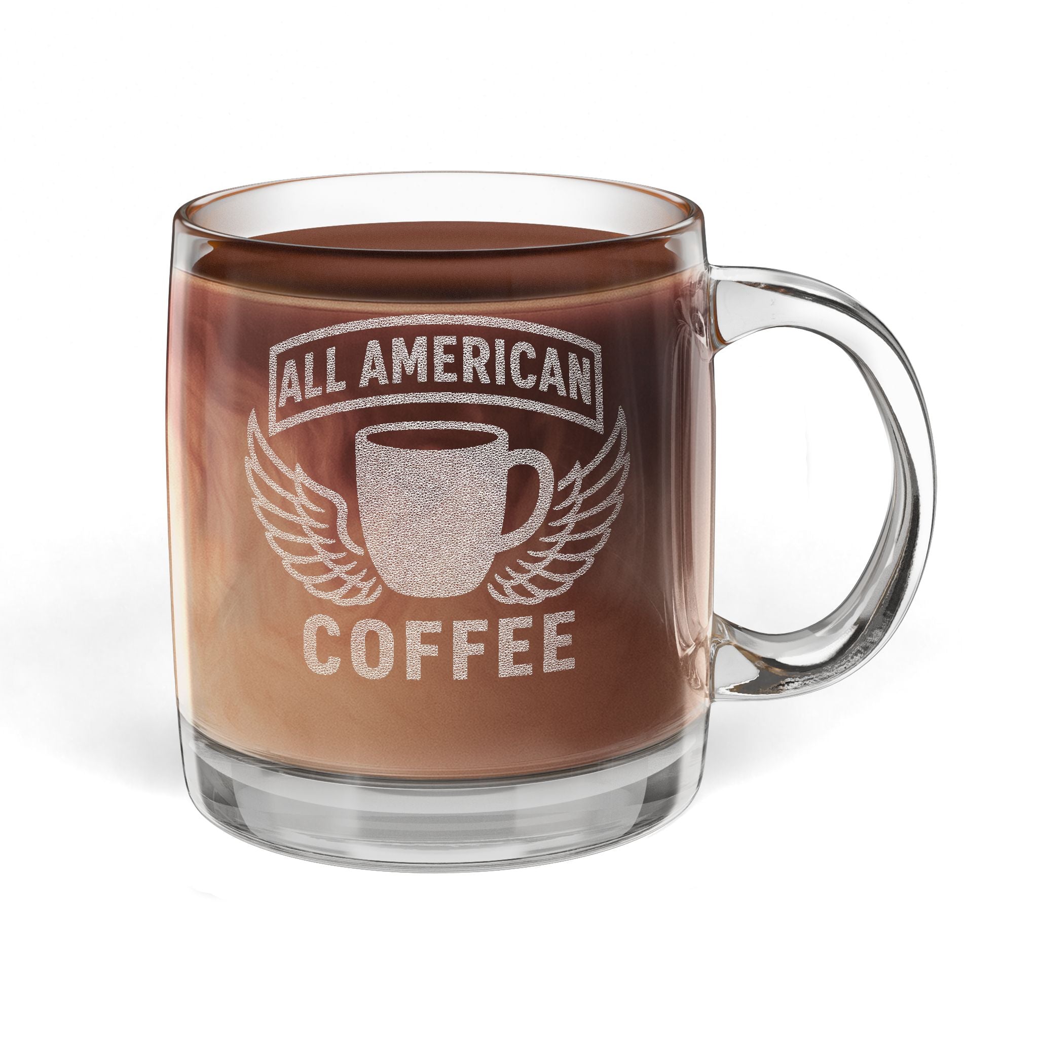 Engraved Glass Coffee Mug — 12.25oz