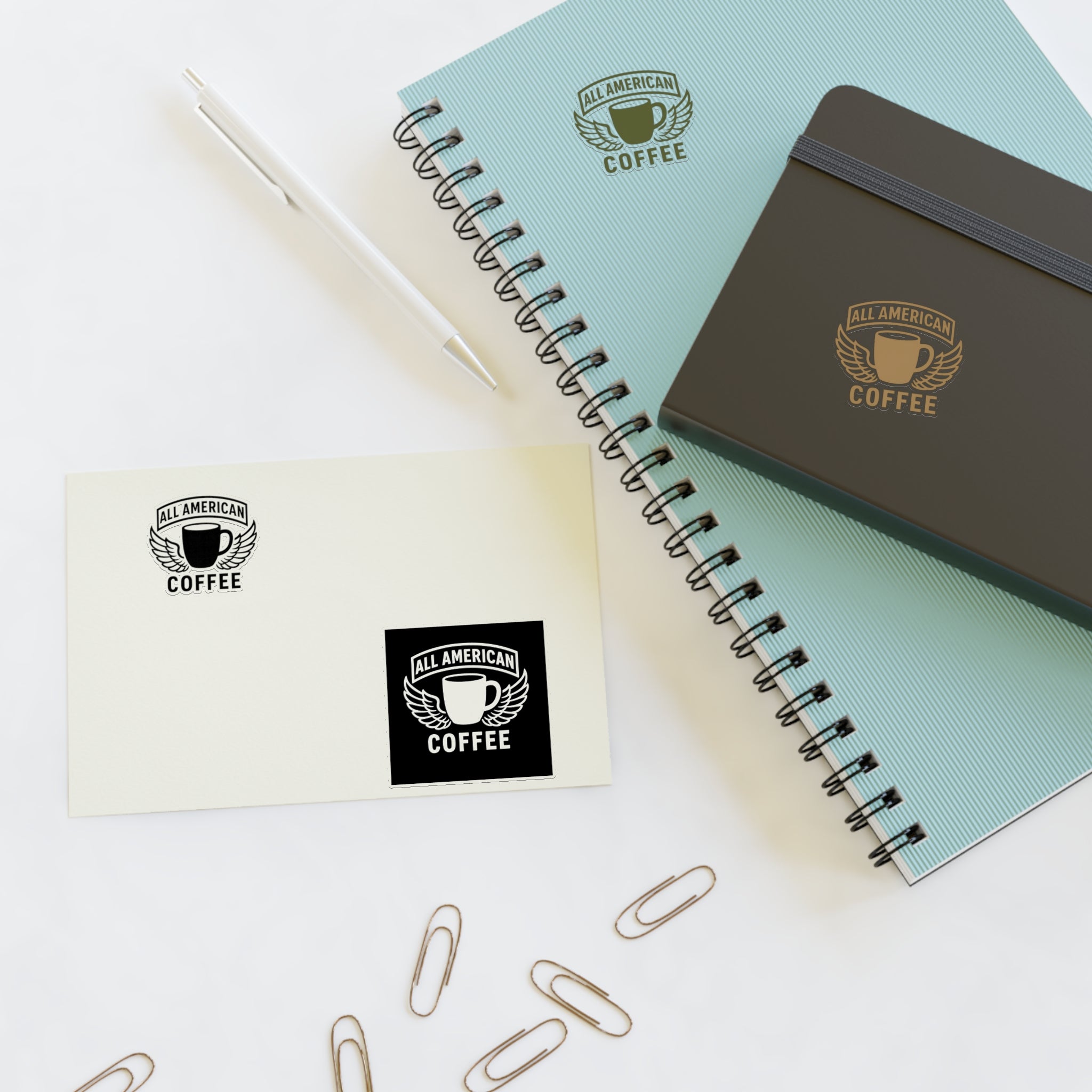 All American Coffee Sticker Sheet — Retro Coffee Logo Decals (4-Pack)