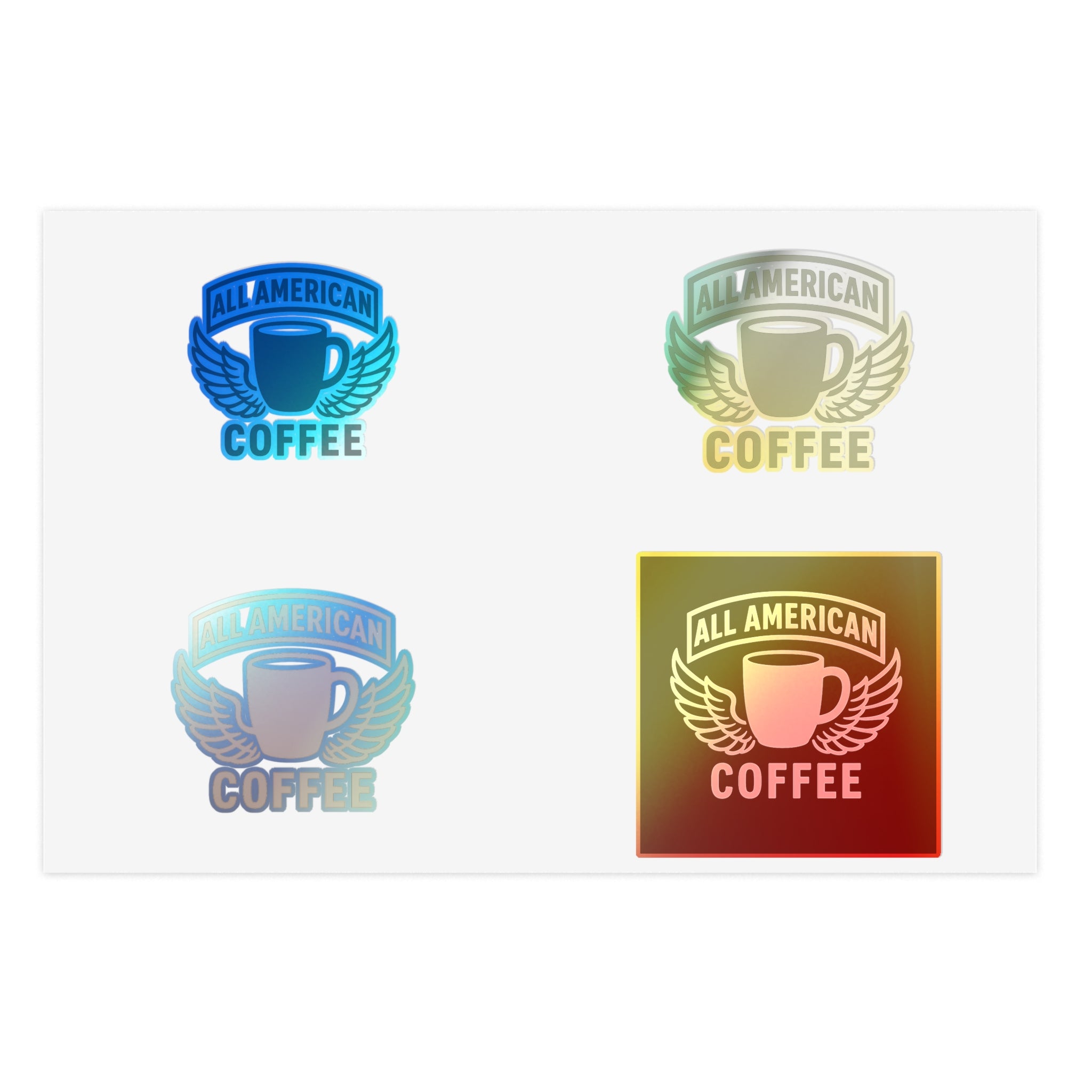 All American Coffee Sticker Sheet — Retro Coffee Logo Decals (4-Pack)