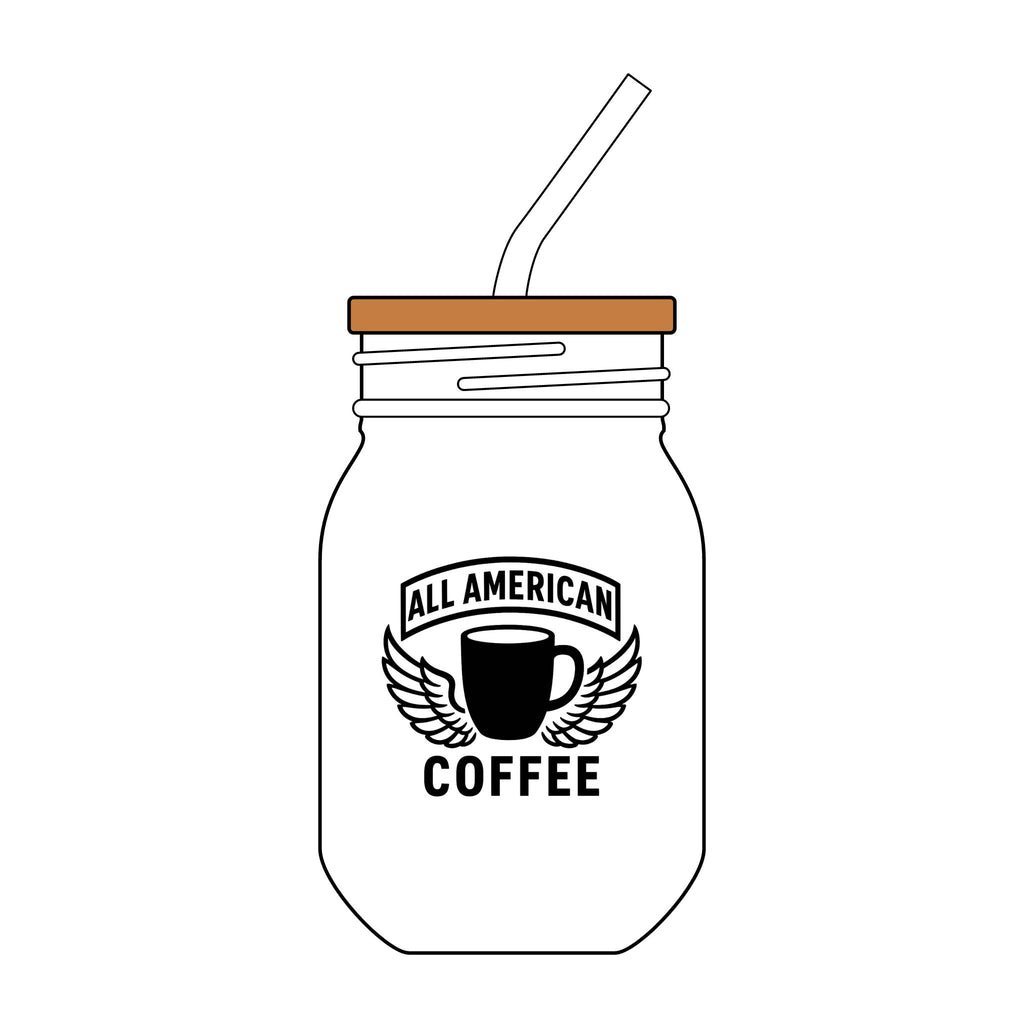 All American Coffee 16oz Engraved Sipper Glass with Straw