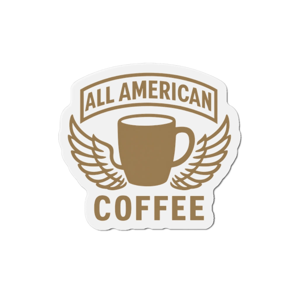 Copy of All American Coffee Die-Cut Magnet — Retro Winged Coffee Cup Refrigerator Sticker