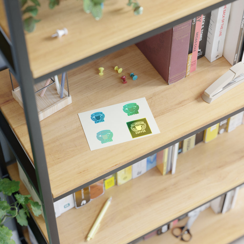 All American Coffee Sticker Sheet — Retro Coffee Logo Decals (4-Pack)