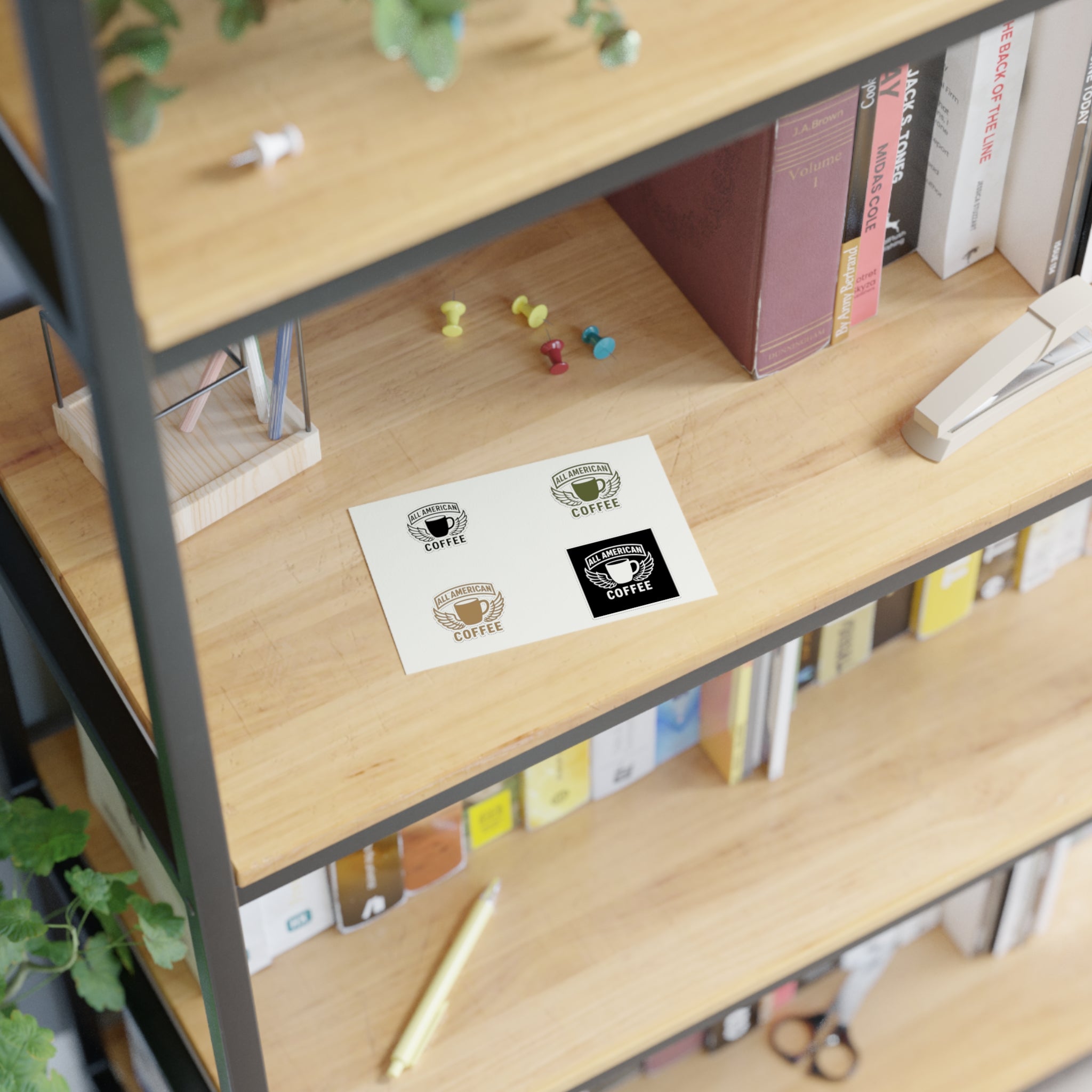 All American Coffee Sticker Sheet — Retro Coffee Logo Decals (4-Pack)