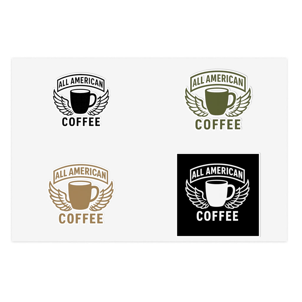 All American Coffee Sticker Sheet — Retro Coffee Logo Decals (4-Pack)